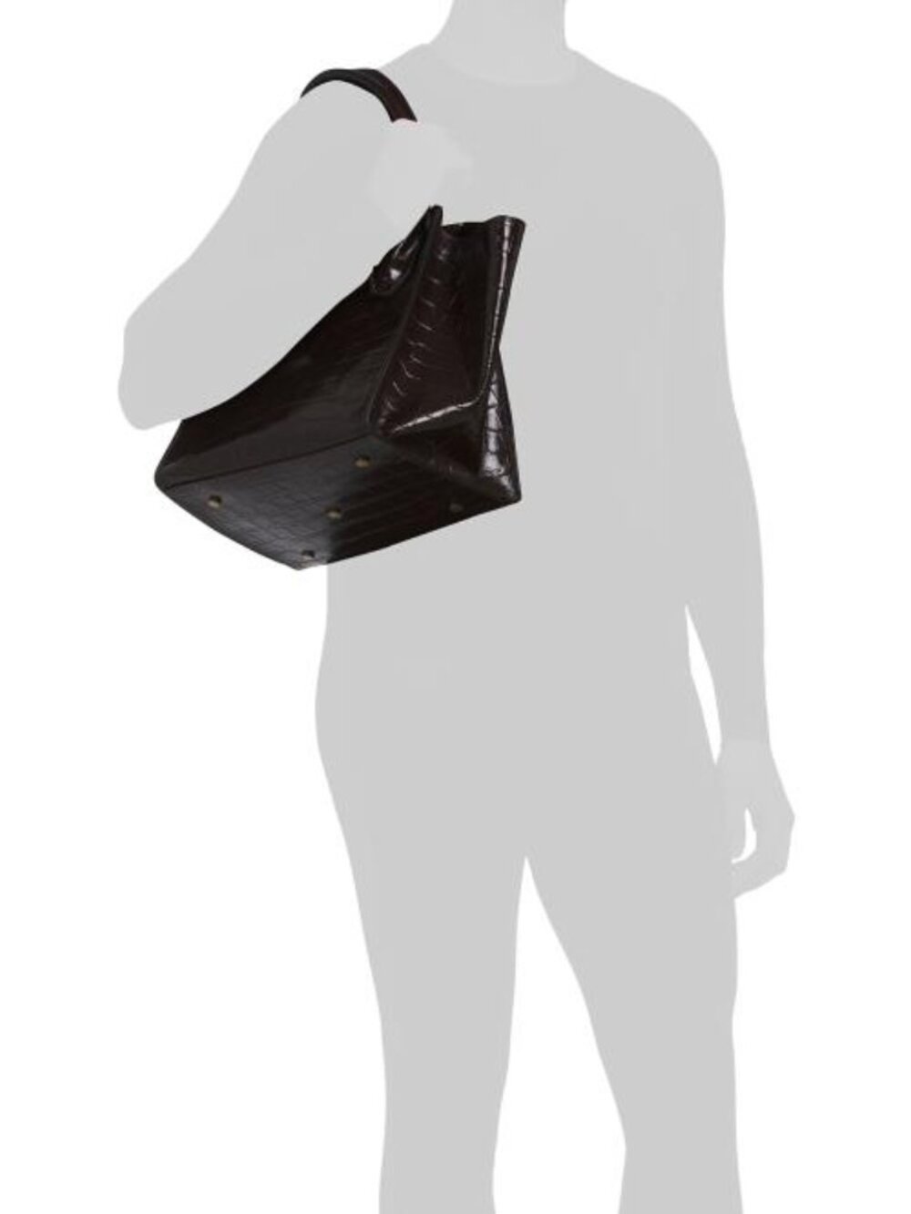 PRATESI Patent Leather Crocodile Structured Small Wing Gusset Tote - Picture 6 of 6
